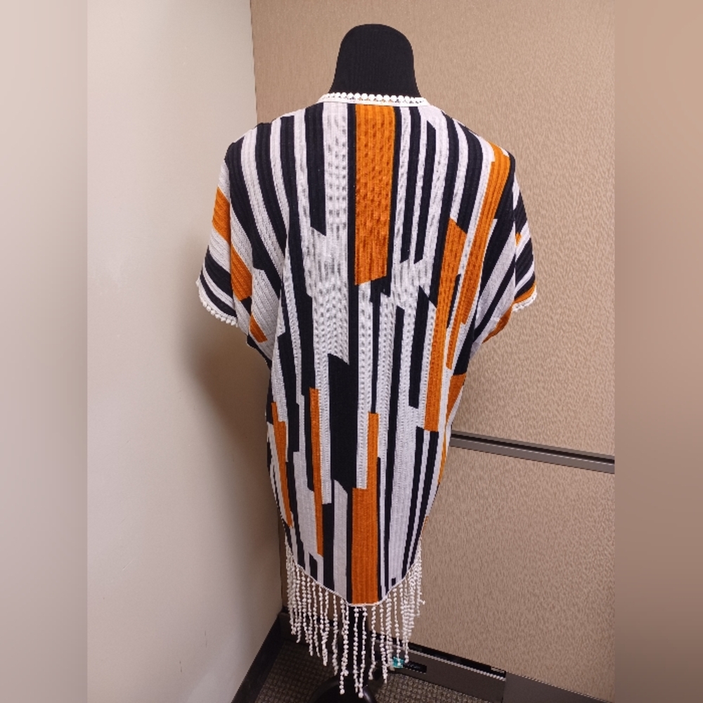 Lavish Brand Women's Multicolor Fringed Cardigan Size S - Picture 2 of 4